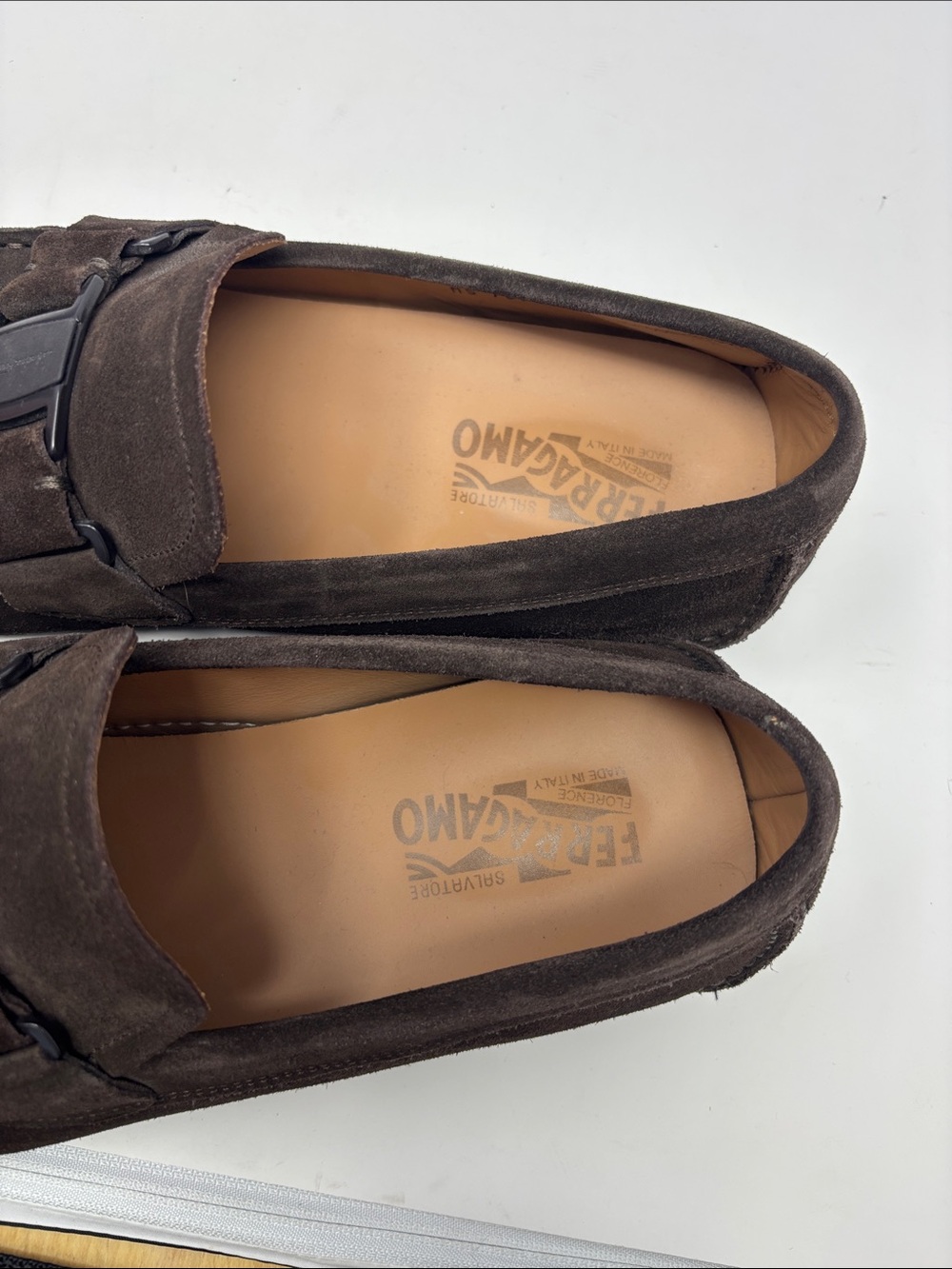 Salvatore Ferragamo | Men's Dark Brown Suede Dress Loafers 10.5 D - Picture 10 of 11